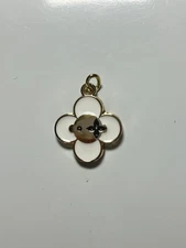LOUIS VUITTON pendant Brass & gold charm / zip Pull Flower Motif double sided LV
