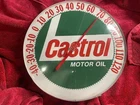 Vintage Castrol Motor Oil Thermometer Garage Wall - Crack in Glass - USA Made