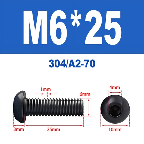 Schwarze Innensechskant Linsenkopfschrauben A2 V2A Edelstahl ISO 7380 M2 - M10 - Bild 76 von 121