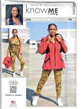Know Me by mimi G Sewing Pattern ME2051 Misses Jacket Bra Top Leggings 8-16