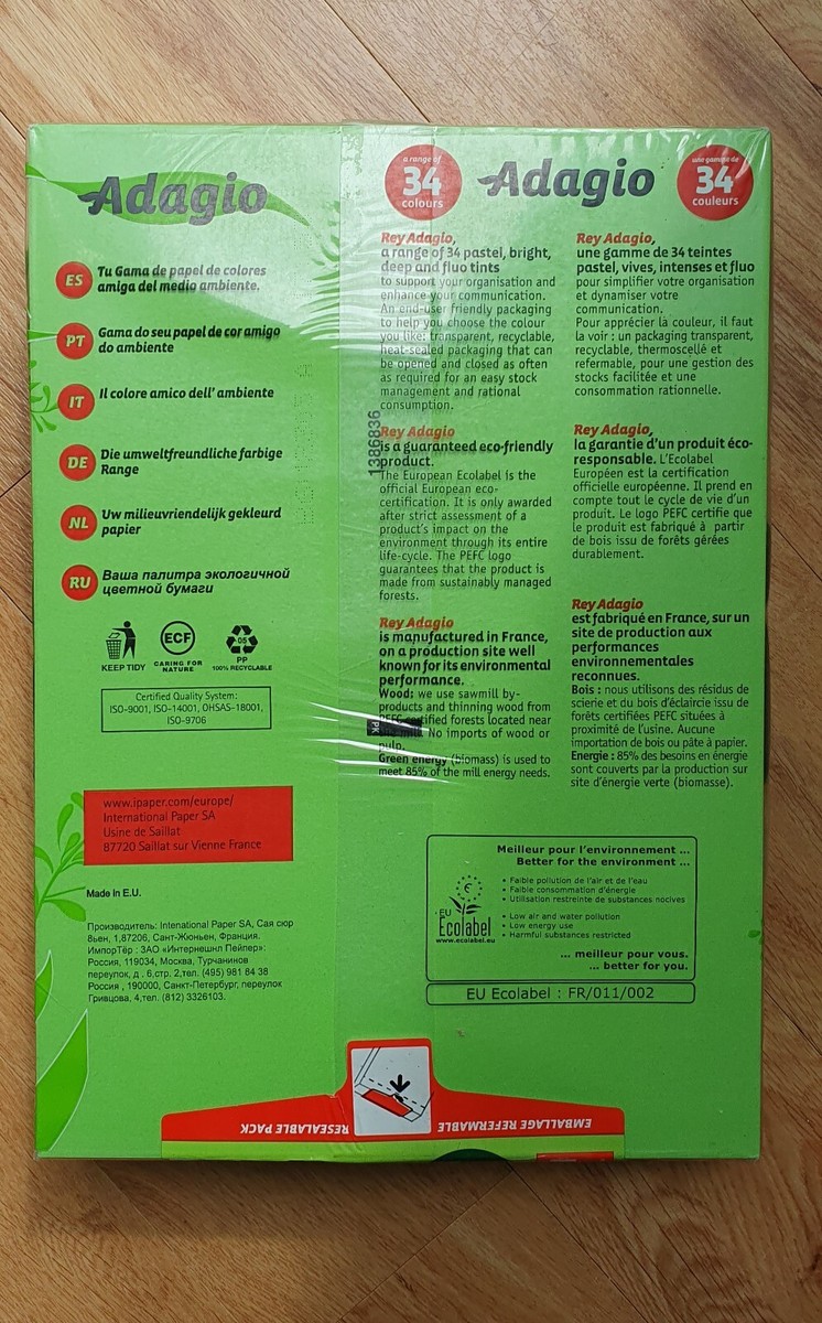Rey Adagio Paper A4 80gsm Leaf Green  Ream 500 Sheets  1 - View #10