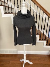 ATHLETA GRAY COWL NECK SWEATER TUMBHOLES OONG SLEEVE COTTON CASHMERE BLEND XS