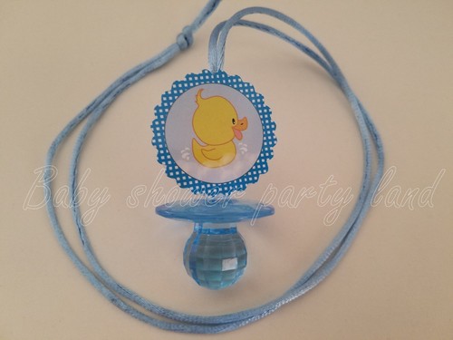 12 Schnullerketten Ente Diamantschliff Babyparty blau Gastgeschenke Junge Spiele Deko - Bild 2 von 7