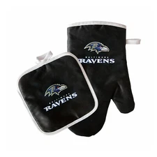 Football Baltimore Ravens Oven Mitt and Pot Holder Set Tailgate BBQ Licensed 