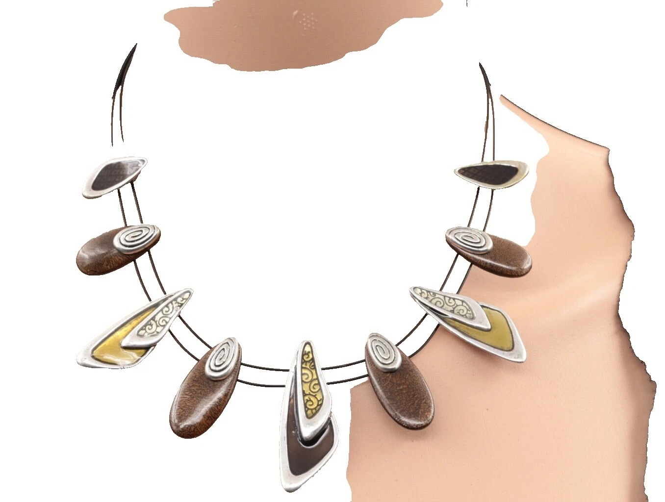 Lucite plateado Collares y colgantes De Moda Marrón