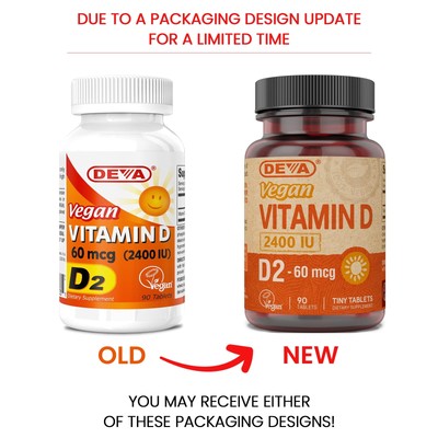 Vegan Vitamin D2 60 mcg 2400 IU Ergocalciferol Supplement with No Animal Ingr...