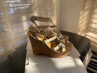 Louis Vuitton cork platform wedges multi-color Murakami