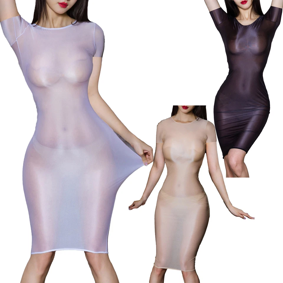 DE Damen Minirock Transparent Kurz Mini Rock Bodycon Stretch Dessous Unterwäsche - Bild 3 von 4