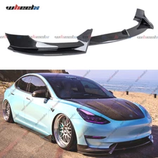 For Tesla Model 3 17-2023 V Style Carbon Fiber Front Bumper Lip Splitter Spoiler