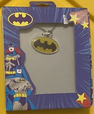 Batman Black Logo Necklace w/ 16  Chain  2  Ext Authentic DC Jacmel Pendant NIB