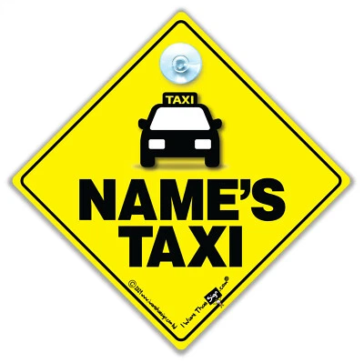 IWANTTHATSIGN.COM TAXI Autoschild, PERSONALISIERTES Taxi Autoschild, Saugnapfschild, individuelles Taxi Autoschild