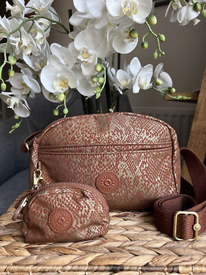 Kipling Umhängetasche Schlangenmuster Schulter & Handtasche Top Zustand