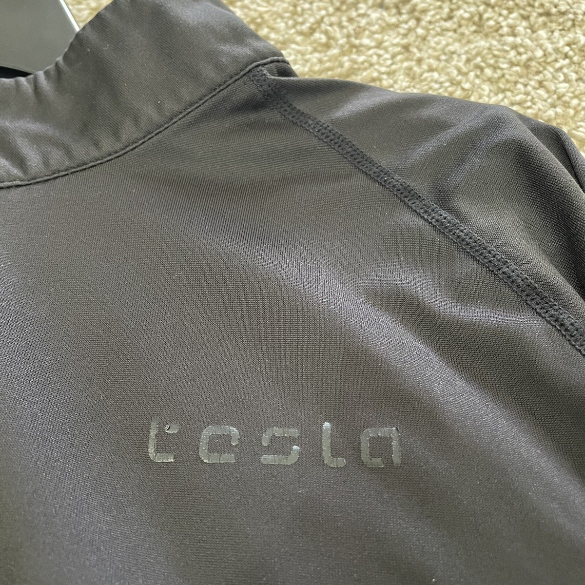 Tesla Large Quarter Zip Long Sleeve Pullover Top Black | eBay