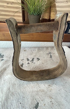 Western Saddle Stirrup 7 x 6 x 1.5 in Bent Wood Metal Cowboy Antique