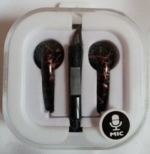 Earbuds Black Color with Mic, Cord, Audio Jack Stereo, 3 years and older.