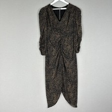 ASTR The Label Womens Dress Medium Black Toulouse Animal Midi Drape Cocktail