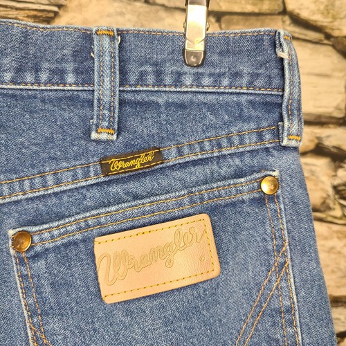 Vintage Wrangler gerade Herrenjeans Größe 32 x 32 einfarbig blau Denim Taschen Logo - Bild 5 von 21