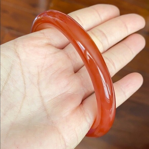 Brazalete de ágata rojo naranja natural diámetro interior 63 mm - forma redonda - Imagen 6 de 12