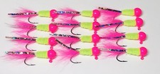 1 Dozen 1/8oz Crappie Hair Jigs #4 Nickel Sickle Hooks Hard Painted Jig Heads