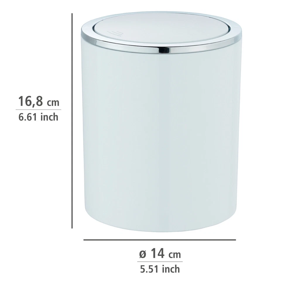 WENKO Müll Eimer Inca white 2 L Schwingdeckel Kosmetik Bad Küche Gäste WC Abfall - Bild 4 von 4