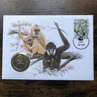 VIETNAM 1990 10 DONG COMMEMORATIVE COIN COVER-CRESTED GIBBONS- VERY LOW MINTAGE