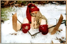 No Place for Beginners Skiing Snowman Pattern Country Vintage Primitive