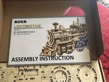 New ROKR Locomotive Mechanical Gears LK701 3D Wooden Puzzle Kit Sealed
