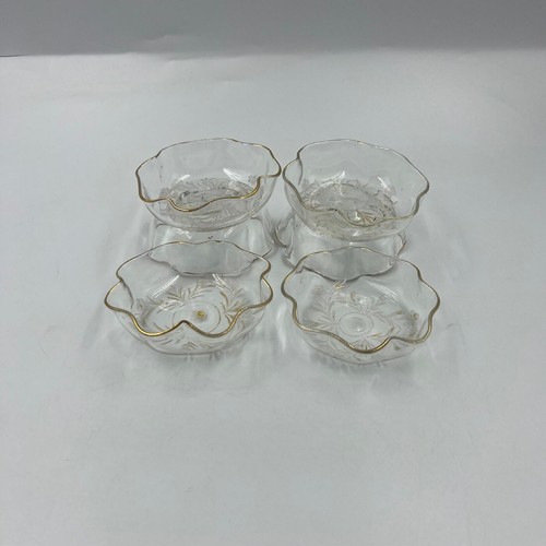6 cuencos de postre delicados de vidrio fino vintage tono dorado patrón de acento de hojas - Imagen 6 de 6