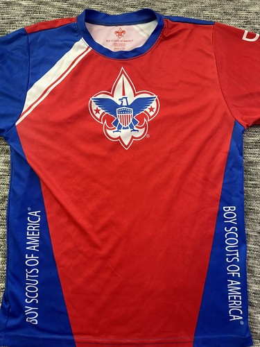 Boy Scouts of America Red Shirt Youth Large BSA Jersey Cycling Made In The USA - Picture 4 of 5