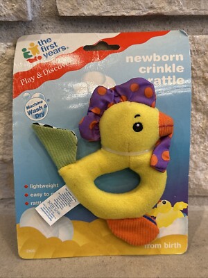 2h) The First Years Play Discover Chicken Vintage Toy Rattle Rare Collector