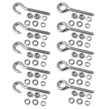 10 Sets M6 Stainless Steel Ring Eye Bolts Hook Welded Closed Screw Rod Nuts C100