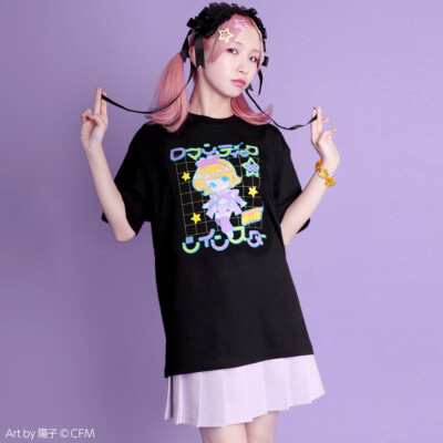 Vocaloid Romantic Twin Star Neon T-shirt Kagamine Rin Black