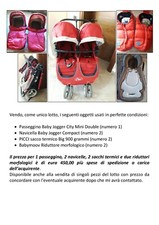Passeggino Baby Jogger City Mini Double + navicelle compact + sacchi termici