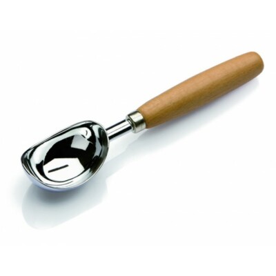 Cuillère à Glace Et Dessert Manche Bois - Inox - Fabriquée En Italie - Neuf