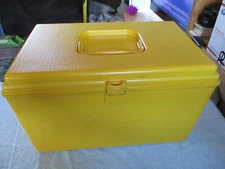 Vintage Wilson Yellow Wil-hold Plastic Sewing Box, Caddy, Pattern Box W Tray