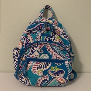 Vera Bradley Essential Backpack Blue Quilted Waikiki Paisley Laptop Bag -Kids