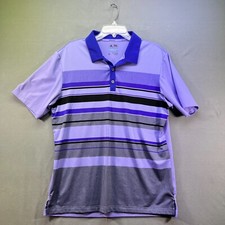 Adidas Golf Polo Shirt Mens Large Purple Stripe Climacool Breathable Lightweight