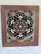 tableau décoratif en kumiko cadre en bois art japonais cadeau Noël fait main