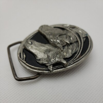 Vintage 1988 Siskiyou Buckle Co. Pewter Enamel Horse Head 
