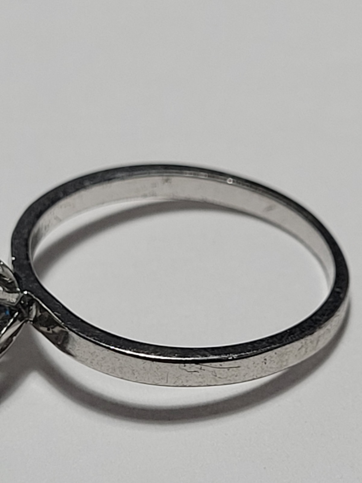 Silvertone Ring Blue Rhinestone Clear Accent Halo… - image 13