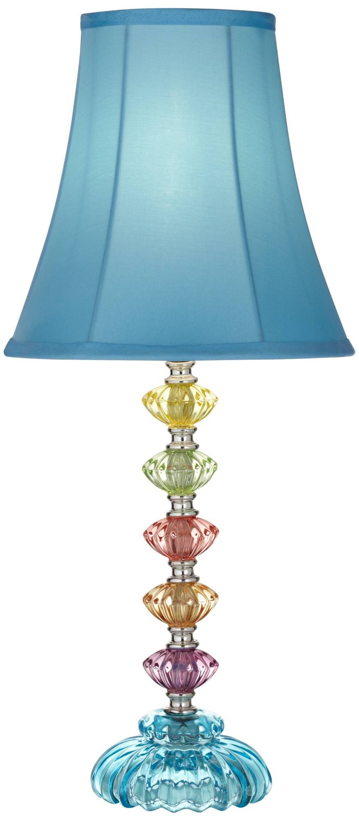 Bohemian Accent Table Lamp 21" High Multi Colored Glass with Dimmer for Bedroom