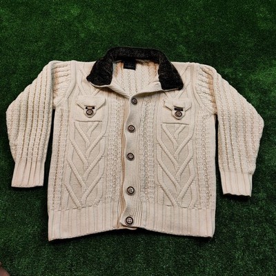 Celeste Pullover Damen Medium Cardigan Knopf Acryl Creme Weiß Taschen Strick