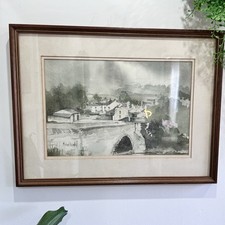 Vintage Framed Michael Roundhill Watercolour Painting, Malham Yorkshire Dales