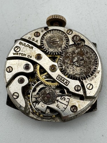 Vintage Bulova 10AK Men’s Wristwatch Movement For Parts Or Repair