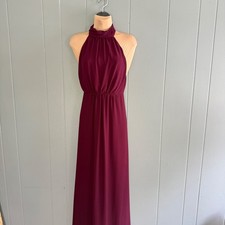 Show Me Your MuMu Halter Maxi Dress Burgundy/Wine S Backless Formal Bridesmaid