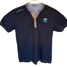 Marco Star Henley Shirt Mens 2XL Navy Blue Short Sleeve Nautical Graphic Casual