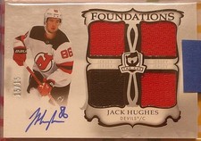 Jack Hughes 2023-24 UD The Cup Foundations Quad Jersey Autograph /15 NJ Devils