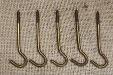 5 Old Hanging Plant Hooks Light Duty Hangers Center Supports Rustic Brass 1 1/2"