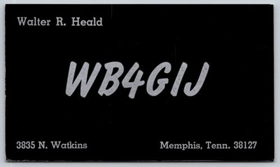 1973 QSL Postcard WB4GIJ Walter R Heald Memphis TN Amateur Radio Ham A155