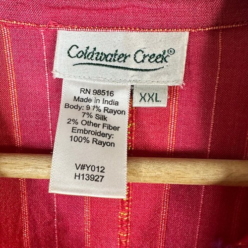 Coldwater Creek Womens size XXL Embroidered Floral Artsy Button Up Top - Picture 10 of 10